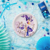 Waterverf vogelpest Paarse glitter Papieren Bordje (Feest)