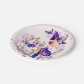 Waterverf vogelpest Paarse glitter Papieren Bordje (Gekanteld)