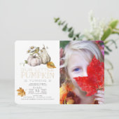 Waterverf vogelpompoen Herfst Birthday Foto Kaart (Staand voorkant)