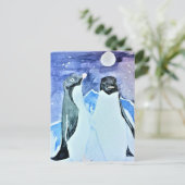 Waterverf vogels Antarctica Cute Penguins Briefkaart (Staand voorkant)