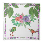 Waterverf Vogels & Bloemen Decoratief Tegeltje (Voorkant)