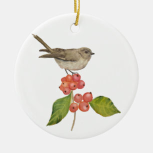 Waterverf vogels "Braamsluiper" Keramisch Ornament
