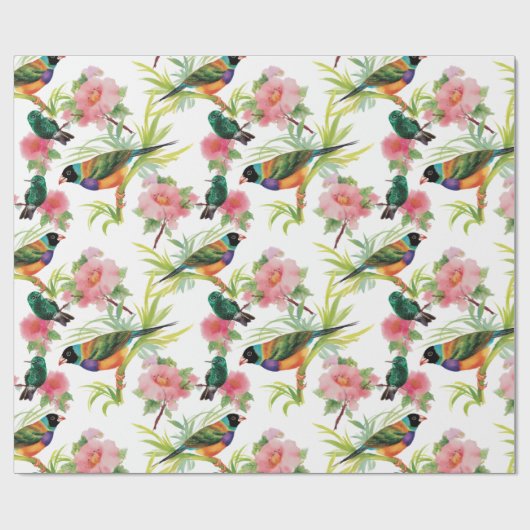 Waterverf vogels cadeaupapier (Vlak)