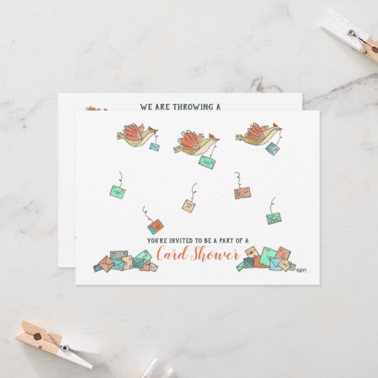 Waterverf vogels die de Kaart van de PostShower le (Voorkant / Achterkant in situ)