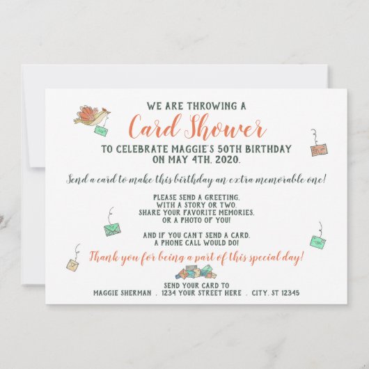 Waterverf vogels die de Kaart van de PostShower le (Achterkant)