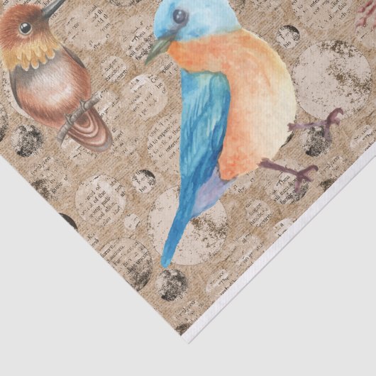 waterverf vogels en  achtergrond tissuepapier (Detail)
