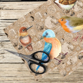 waterverf vogels en  achtergrond tissuepapier