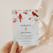 Waterverf Vogels en bessen Elegant Winter Wedding Kaart