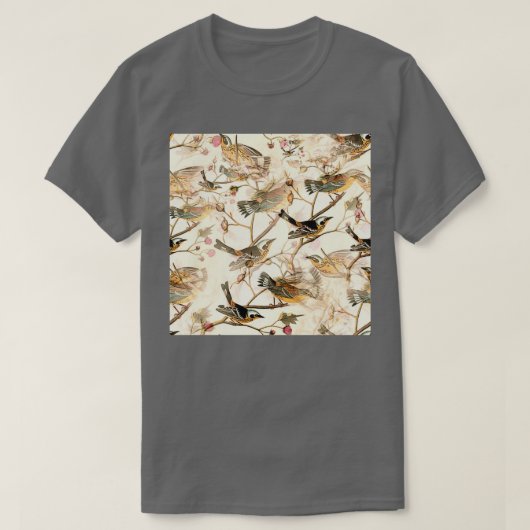 Waterverf Vogels en bessen Wilde vogels van de voo T-shirt (Design voorkant)