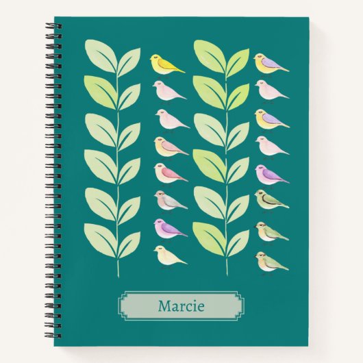 Waterverf vogels en bladeren notitieboek (Voorkant)