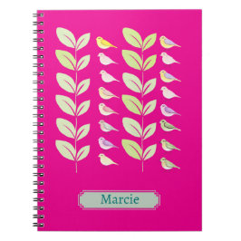 Waterverf vogels en bladeren notitieboek