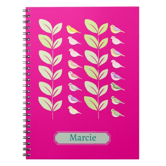 Waterverf vogels en bladeren notitieboek (Voorkant)