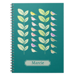 Waterverf vogels en bladeren notitieboek