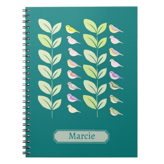 Waterverf vogels en bladeren notitieboek (Voorkant)
