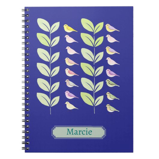 Waterverf vogels en bladeren notitieboek (Voorkant)