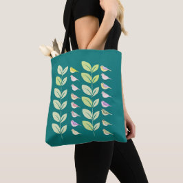 Waterverf vogels en bladeren tote bag