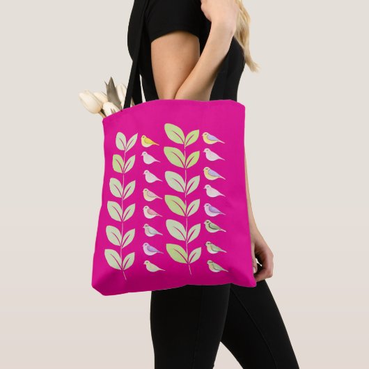 Waterverf vogels en bladeren tote bag (Dichtbij)