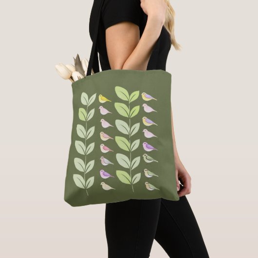 Waterverf vogels en bladeren tote bag (Dichtbij)