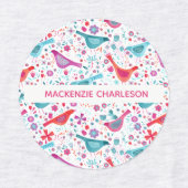 Waterverf vogels en bloemen Etiketten op aangepast Labels (Design 1)