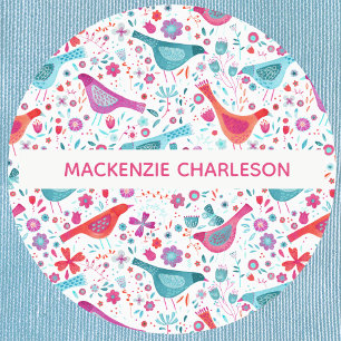 Waterverf vogels en bloemen Etiketten op aangepast Labels