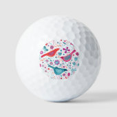 Waterverf vogels en bloemen kleurig schilderen golfballen (Voorkant)