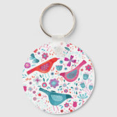 Waterverf vogels en bloemen kleurig schilderen sleutelhanger (Achterkant)