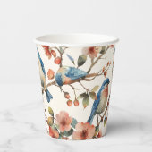  Waterverf Vogels en Bloemen Papieren beker (Achterkant)