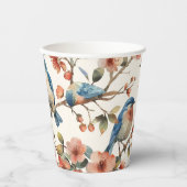  Waterverf Vogels en Bloemen Papieren beker (Voorkant)