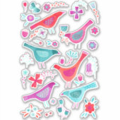 Waterverf Vogels en bloemen Sticker (Voorkant)