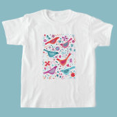 Waterverf vogels en bloemen t-shirt