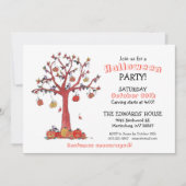 Waterverf vogels en pompoenbomen Partij Halloween Kaart (Voorkant)