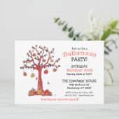 Waterverf vogels en pompoenbomen Partij Halloween Kaart (Staand voorkant)