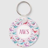 Waterverf vogels: helder monogram sleutelhanger (Achterkant)