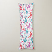 Waterverf vogels in een tuin Blauwgroen roze Lichaamskussen (Achterkant (Verticaal))