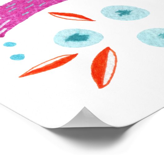 Waterverf vogels in een tuin van bloemen poster (Hoek)