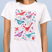 Waterverf vogels in een tuinboho T-Shirt