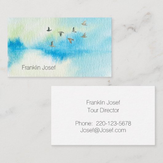 Waterverf vogels in het Visitekaartje Sky (Voorkant / Achterkant)