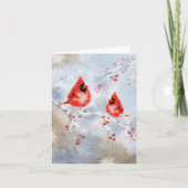 Waterverf Vogels Kerst Kaart - Elegante Vakantie (Voorkant)