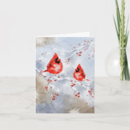 Waterverf Vogels Kerst Kaart - Elegante Vakantie