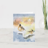 Waterverf Vogels Kerst Kaart – Handgeschilderd (Voorkant)