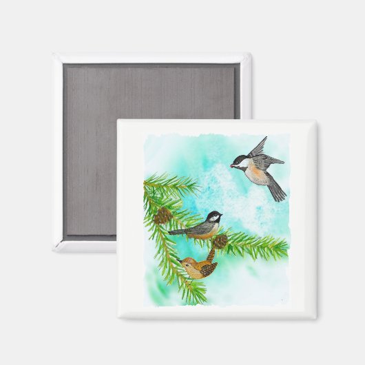 Waterverf Vogels Magnet (Voorkant / Achterkant)