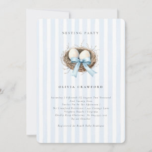 Waterverf Vogels Nest Blue Bow Nesting Party Kaart
