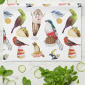 Waterverf Vogels op Snacks - Keuken Handdoeken (Gevouwen)
