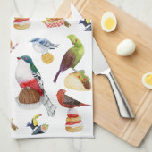 Waterverf Vogels op Snacks - Keuken Handdoeken (Quarter Fold)