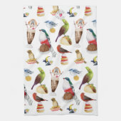 Waterverf Vogels op Snacks - Keuken Handdoeken (Verticaal)