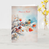Waterverf vogels op sneeuwbijkantoren Winterscene Kaart (Gele Bloem)