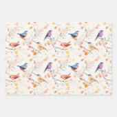 Waterverf vogels op vertakking patroon inpakpapier vel (Voorkant 2)