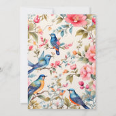 Waterverf Vogels Pioen Chinoiserie Tuin Bridal Kaart (Achterkant)