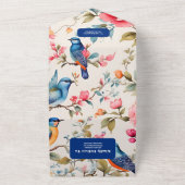 Waterverf Vogels Pioen Chinoiserie Tuin Bruiloft All In One Uitnodiging (Buitenkant)