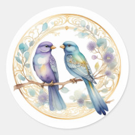 Waterverf vogels ronde sticker